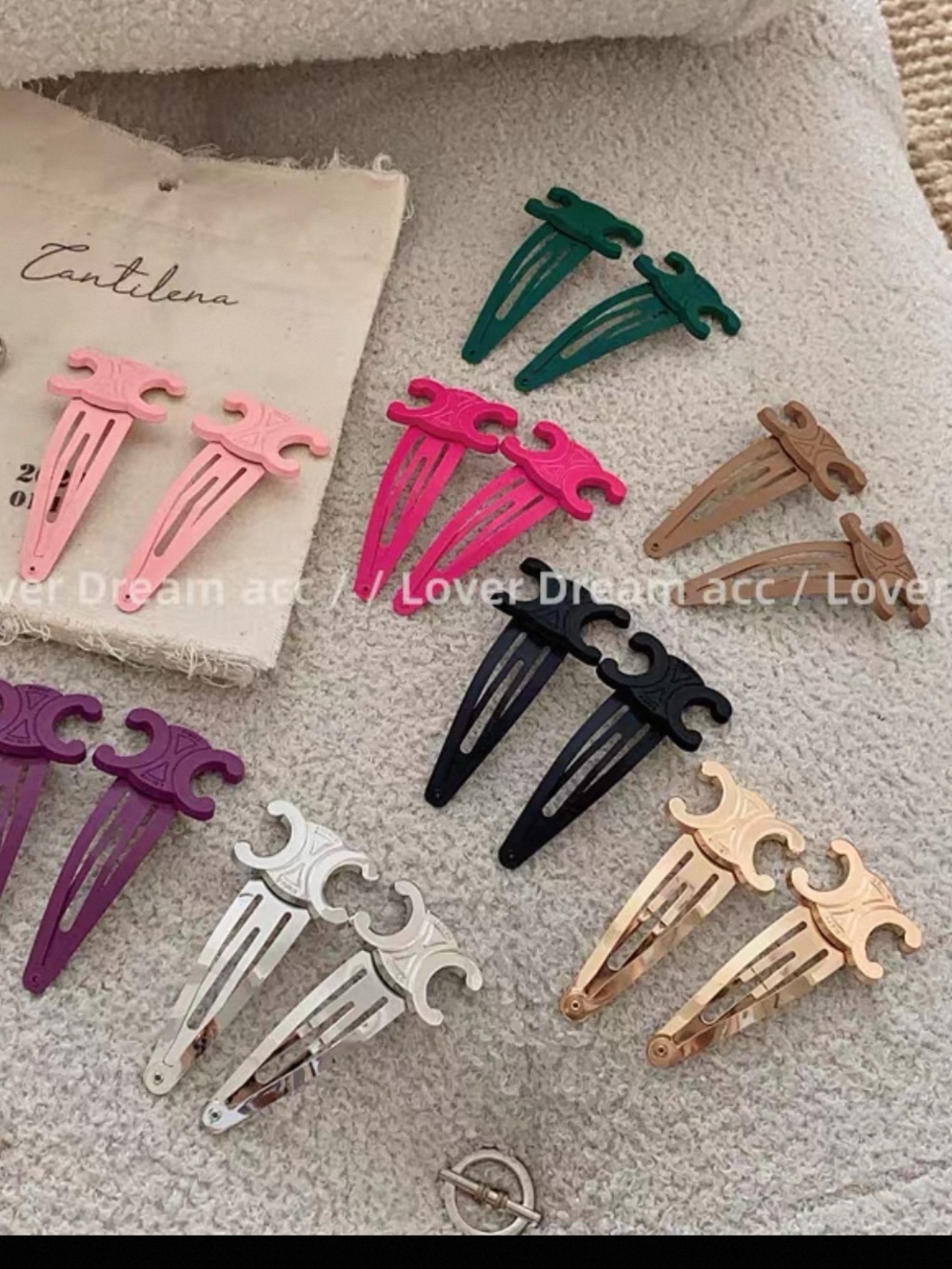 Vintage multi colored Celine Metal Hair Clips - Set of a pair per color NWT